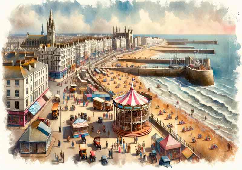 Watercolour Margates Artistic Revival Metal Poster