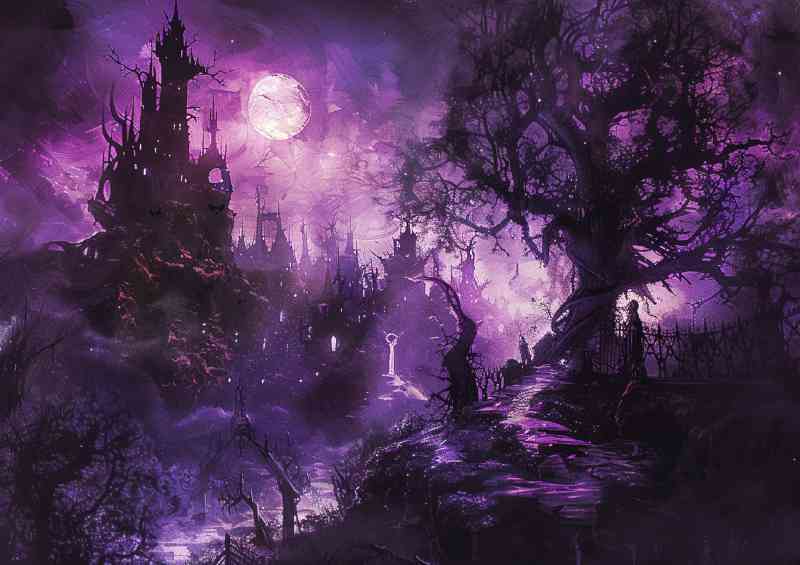 Gothic township in dark purples