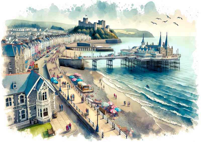 Watercolour Painting of Aberystwyths Coastal Heritage