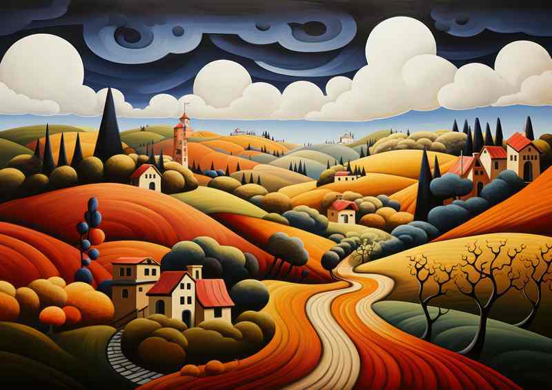 Charming Hamlet Reflections And Rolling Hils