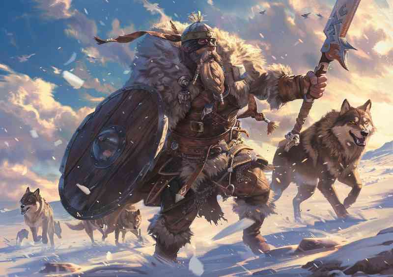 Viking eyepatch and sword in one hand