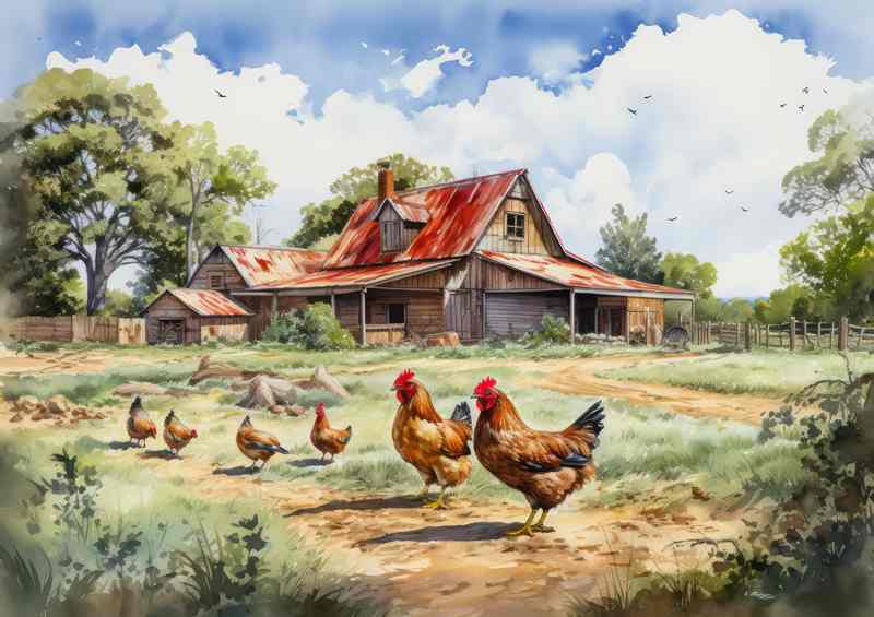 Classic Beauty Rustic Farmyard with Chickens