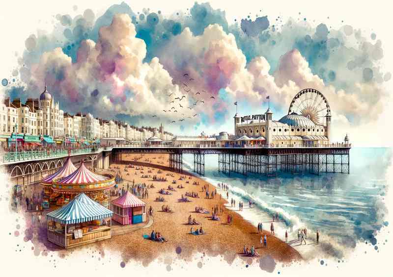 Boho Beachfront Metal Poster - Brighton Pier