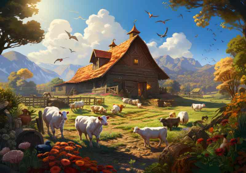 Classic Beauty Rustic Farmyard with Cows