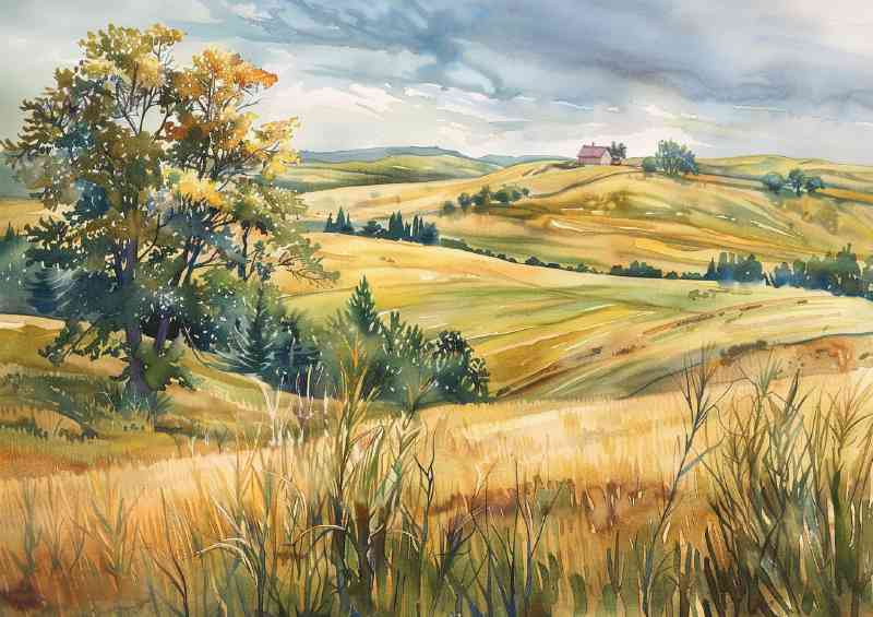 Countryside landscape with rolling hills