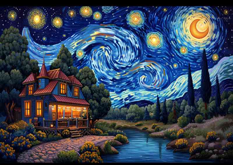 Painted style of starry night