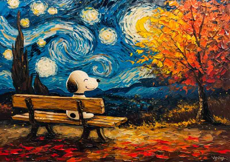 Painted style winter A Beagle in the park
