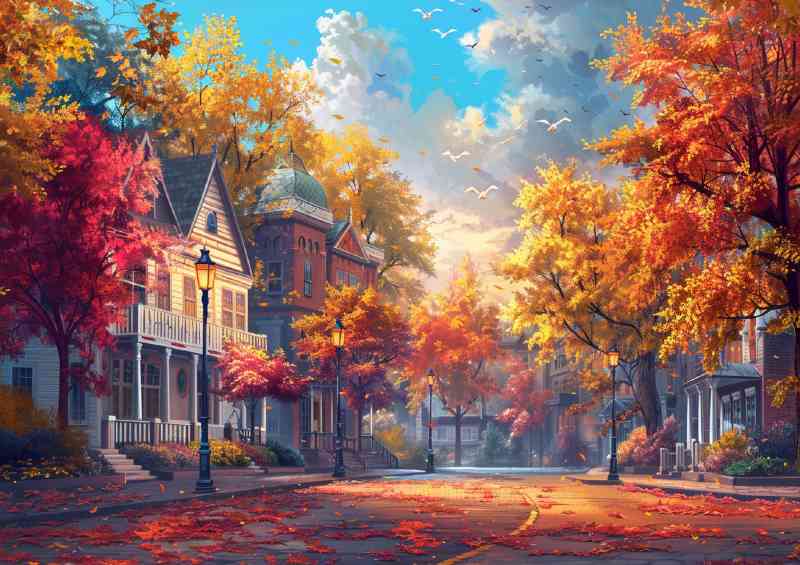 beautiful street autumn scene