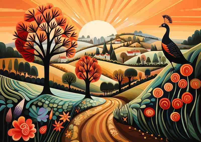 Countryside Whimsy Pheasant Amongst Scenic Beauty