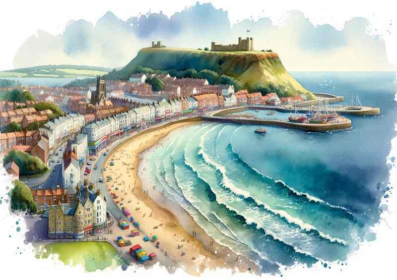 Watercolour Painting of Scarboroughs Seaside Splendor