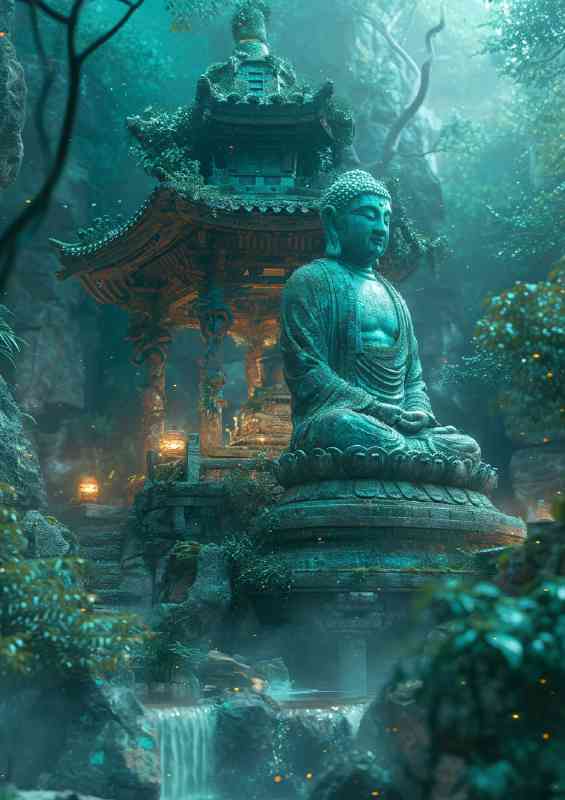 A Buddha on a temple in the jungle