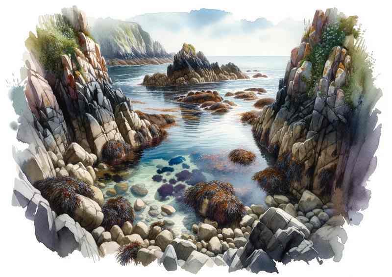 Watercolour Rocky Cove