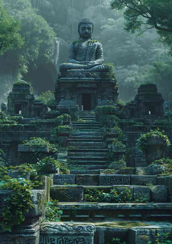 Buddha on a temple in the jungle