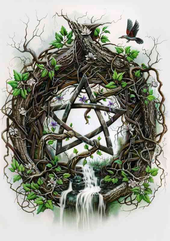 Wiccan Pentacle with vines