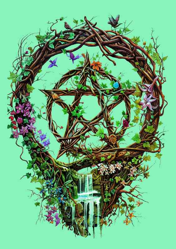 Wiccan Pentacle with waterfall