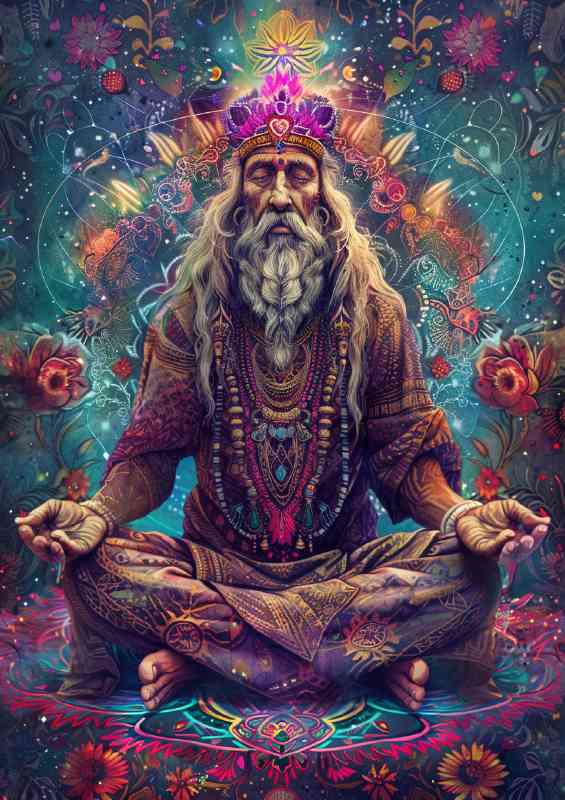 A ancient man in lotus position