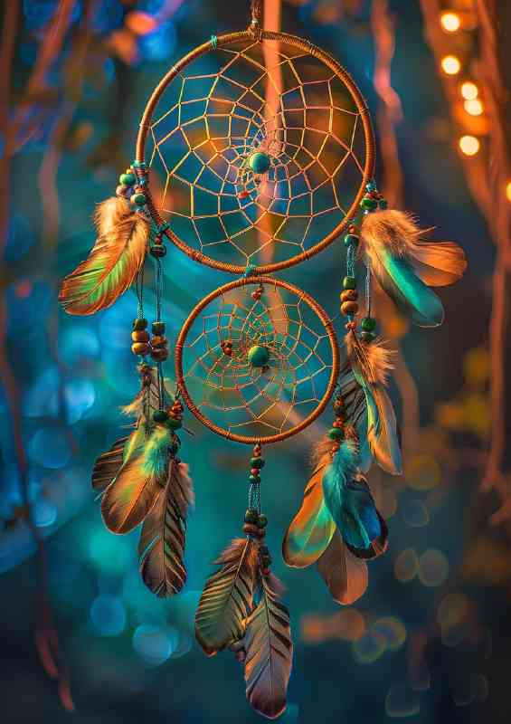 Dream catcher in the night sky with amazing colors