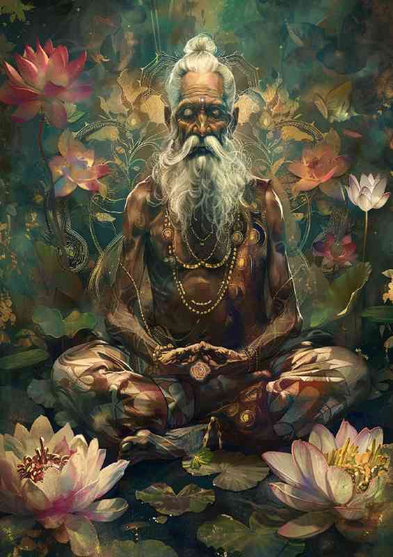 Lotus flowers and the acient man