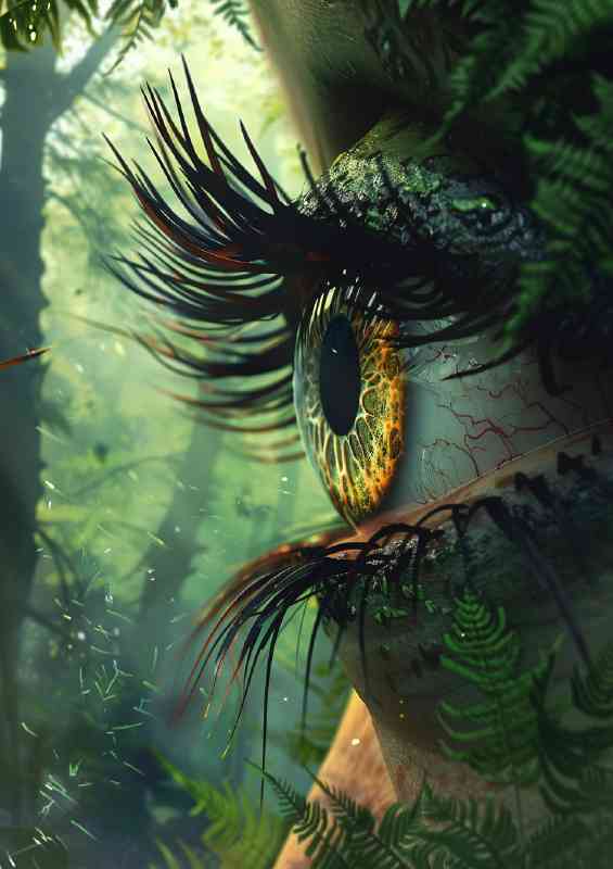 Eye with trees and green foliage