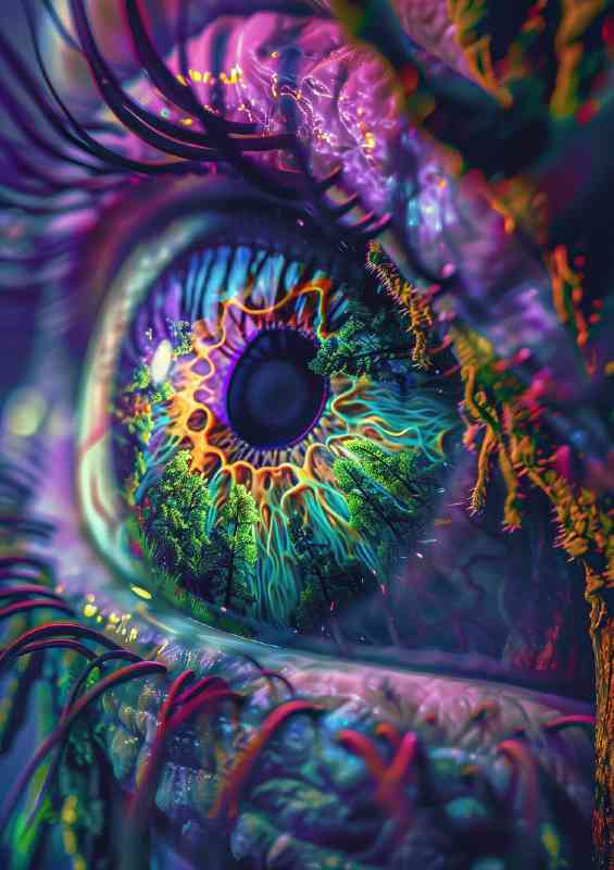 Eye with trees and plants growing out