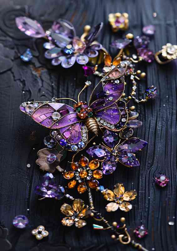 Beautiful butterfly with a purple and gold