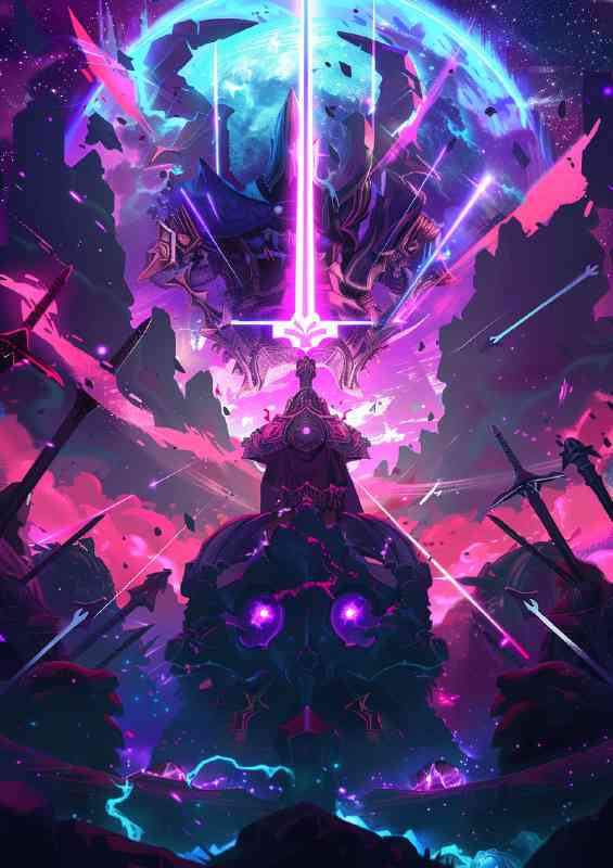 A Black knight with purple eyes