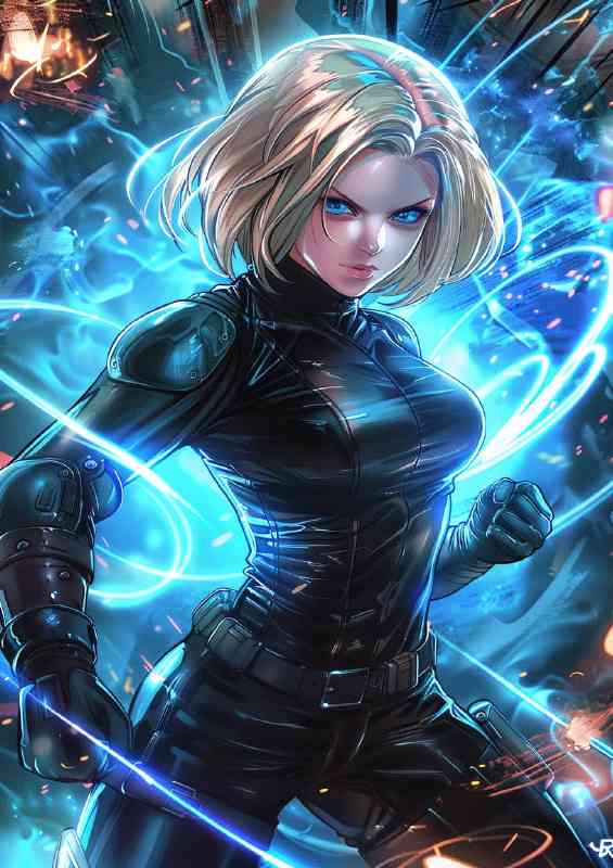 Android no18 with sword | Metal Poster
