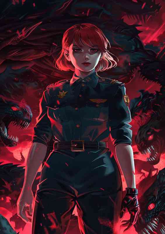 Beautiful red haired woman with short hair | Metal Poster