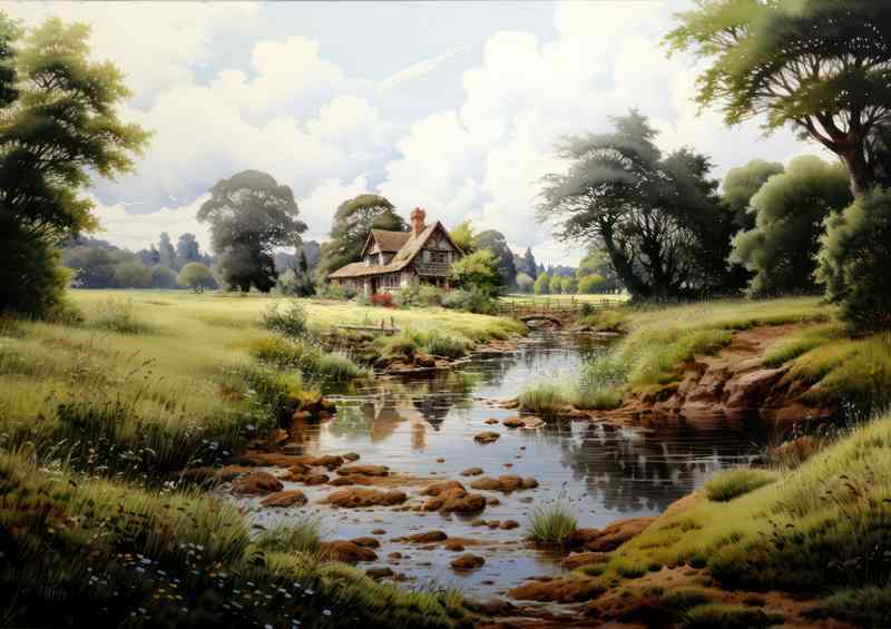 Riverside Harmony Old Cottage English countryside