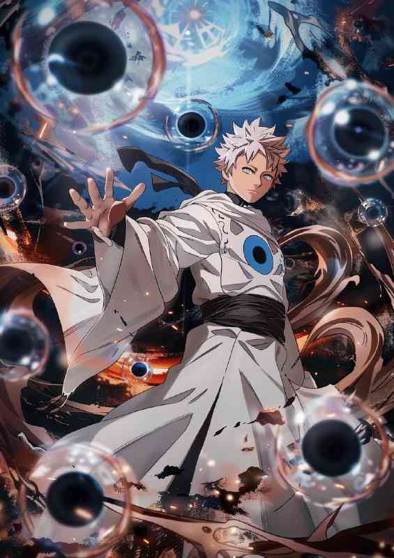 Gimhamo anime wearing a white robe