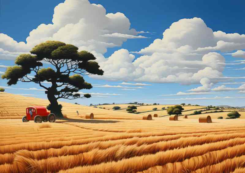 Rustic Fields Golden Hay Bales Beauty