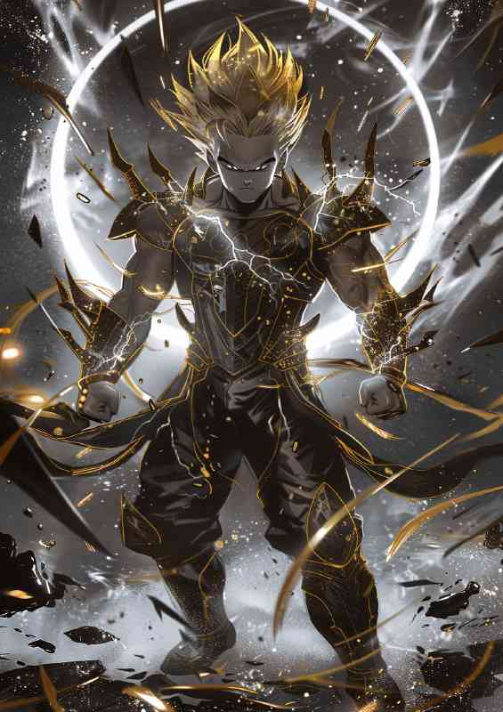 Goku wearing black and gold armor