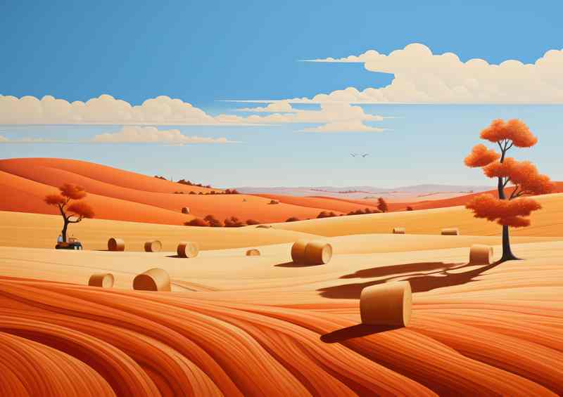 Rustic Tranquility Fields of Hay Bales