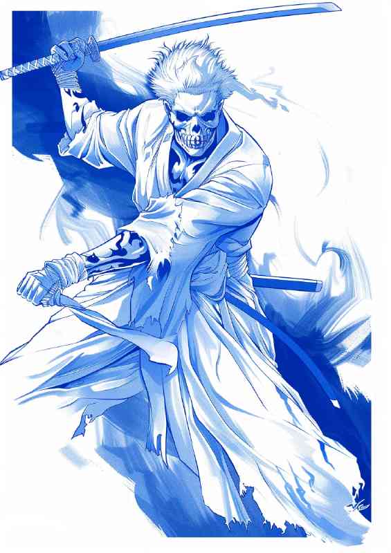 Kugust anime style white blue
