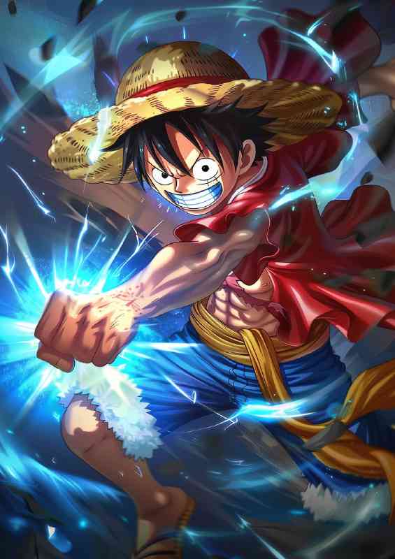 Monkey D Luffy with hat anime | Metal Poster