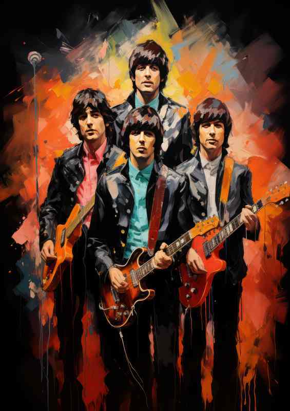 Beatles group Very colourful splast of art