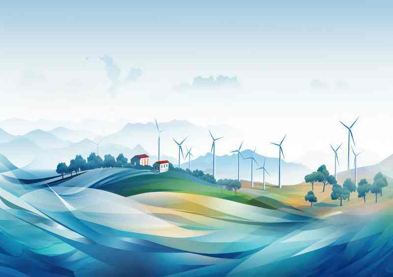 Serenity in the Settlement With Windturbines