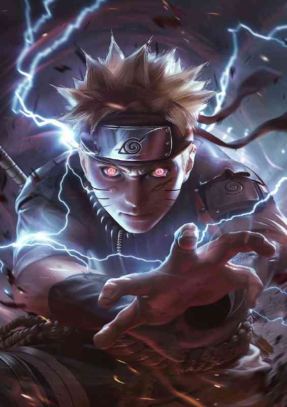 Naruto in his battle mode anime style