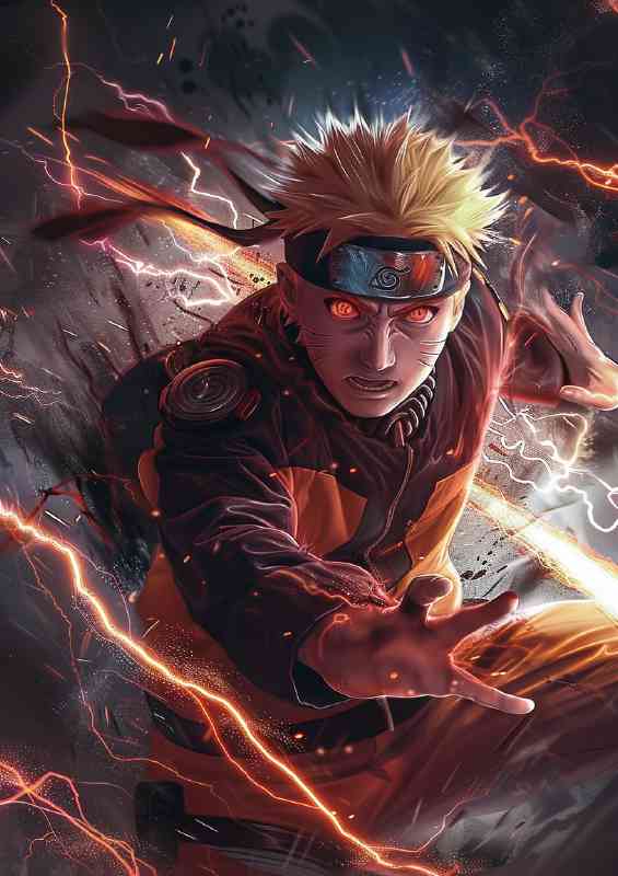 Naruto in his village ninja anime style | Metal Poster