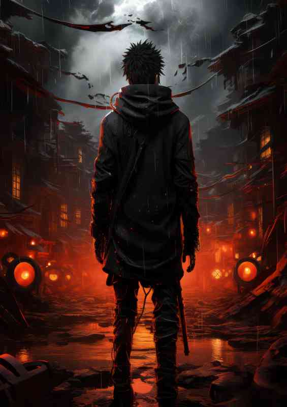 Naruto in the style of dystopian art