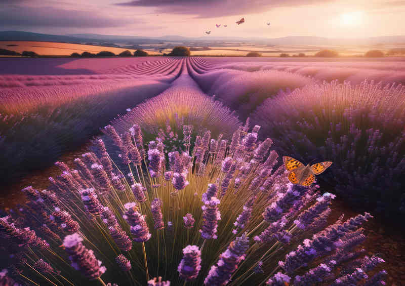 Lavenders breeze in a british field filled with purples