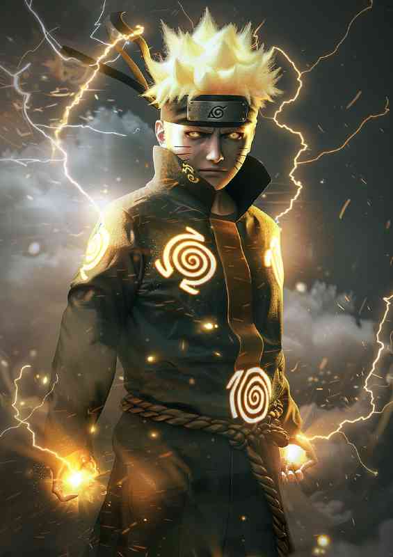 Realistic illustration of Naruto Uzumaki in his Akats