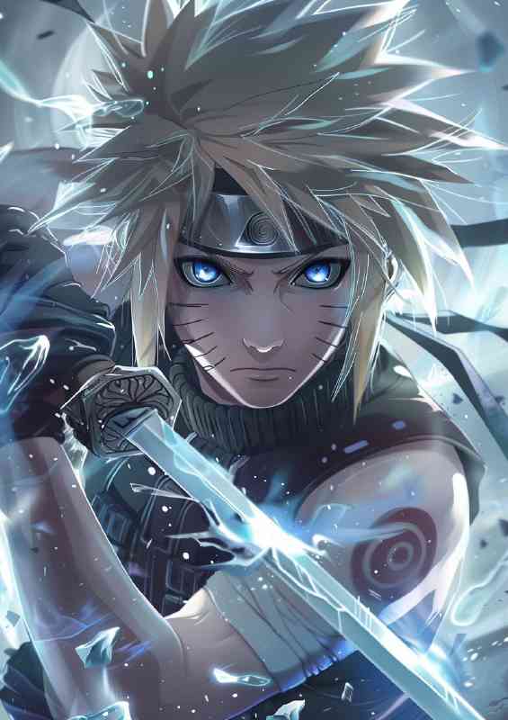 Sasuke Uchiha from Naruto holding his weapon