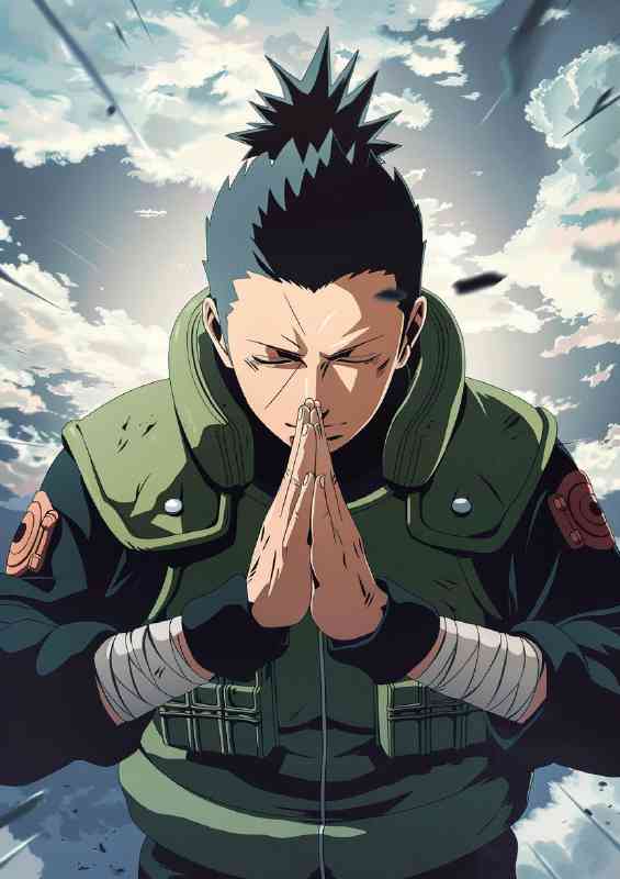 Shikamaru Nara anime with his hands closed