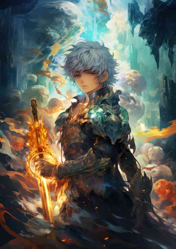 Slayer holding a white sword anime
