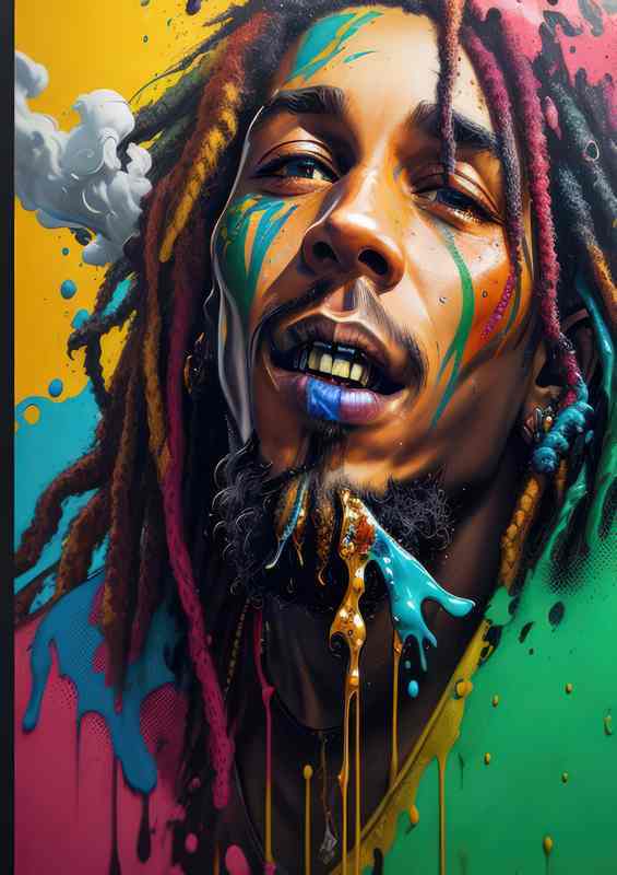 Bob Marley jamming splash art