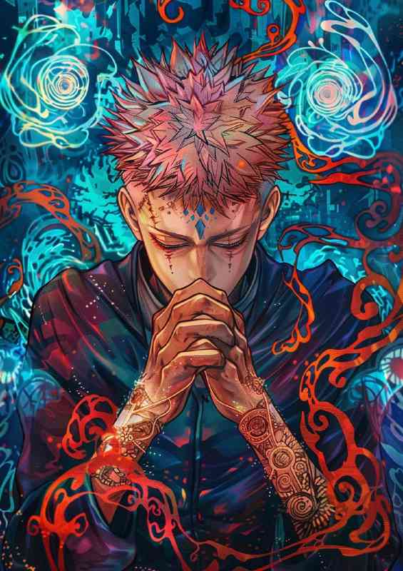 Yuji Itadori anime hands closed