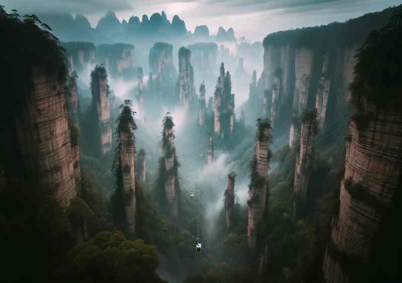 Zhangjiajie Natl Forest Park China Pillars in Mist