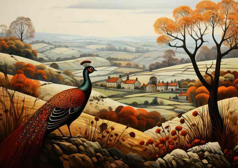 Tranquil Countryside Pheasant in Rustic Elegance