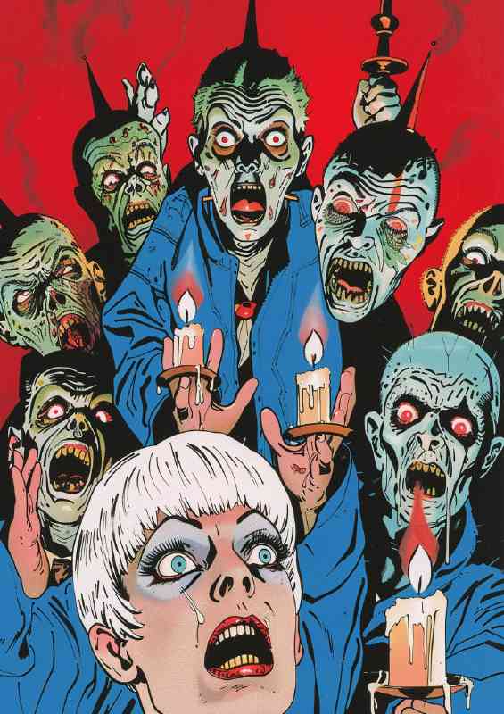 80s horror movie poster creepy eyes behind people